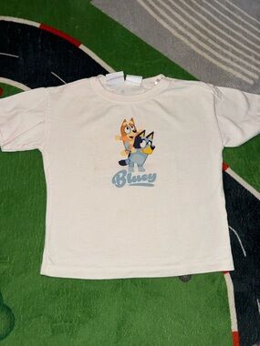 Zara White Kids T-Shirt with Bluey Graphic